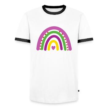 Erinnerungsbuch Scrapbook Sammelalbum Einklebebuch - T-shirt contrasté Homme - blanc/noir - Devant - AI Model Female 172 light (172cm) & AI Model Male 178 dark (178cm)