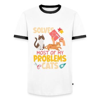 Livre de mémoire, Scrapbook, Scrapbook, Scrapbook, Scrapbook - T-shirt contrasté Homme - blanc/noir - Devant - AI Model Female 172 light (172cm) & AI Model Male 178 dark (178cm)