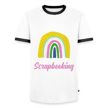 Memory Book, Scrapbook, Scrapbook, Scrapbook, Scrapbook - Men's Ringer Shirt - white/black - Front - AI Model Female 172 light (172cm) & AI Model Male 178 dark (178cm)
