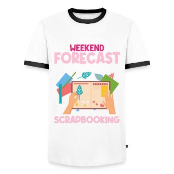 Livre de mémoire, Scrapbook, Scrapbook, Scrapbook, Scrapbook - T-shirt contrasté Homme - blanc/noir - Devant - AI Model Female 172 light (172cm) & AI Model Male 178 dark (178cm)
