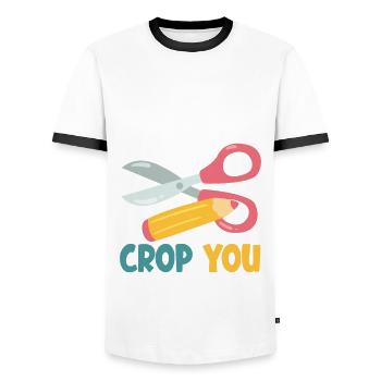 Livre de mémoire, Scrapbook, Scrapbook, Scrapbook, Scrapbook - T-shirt contrasté Homme - blanc/noir - Devant - AI Model Female 172 light (172cm) & AI Model Male 178 dark (178cm)