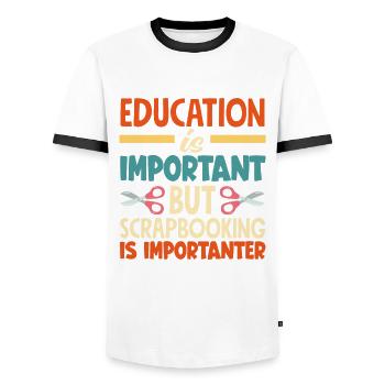 Livre de mémoire, Scrapbook, Scrapbook, Scrapbook, Scrapbook - T-shirt contrasté Homme - blanc/noir - Devant - AI Model Female 172 light (172cm) & AI Model Male 178 dark (178cm)