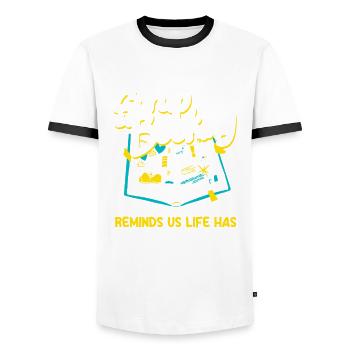 Livre de mémoire, Scrapbook, Scrapbook, Scrapbook, Scrapbook - T-shirt contrasté Homme - blanc/noir - Devant - AI Model Female 172 light (172cm) & AI Model Male 178 dark (178cm)