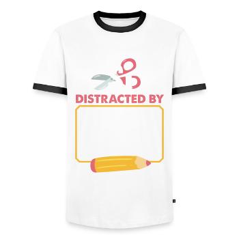 Erinnerungsbuch Scrapbook Sammelalbum Einklebebuch - Männer Kontrast-T-Shirt - Weiß/Schwarz - Vorne - AI Model Female 172 light (172cm) & AI Model Male 178 dark (178cm)