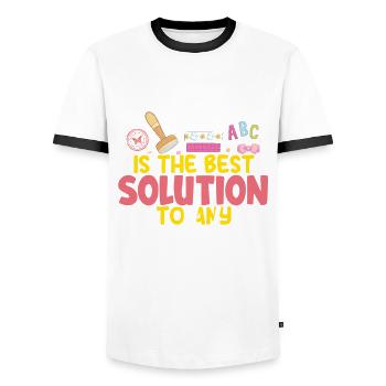 Livre de mémoire, Scrapbook, Scrapbook, Scrapbook, Scrapbook - T-shirt contrasté Homme - blanc/noir - Devant - AI Model Female 172 light (172cm) & AI Model Male 178 dark (178cm)