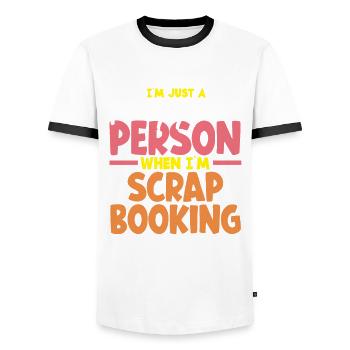Memory Book, Scrapbook, Scrapbook, Scrapbook, Scrapbook - Men's Ringer Shirt - white/black - Front - AI Model Female 172 light (172cm) & AI Model Male 178 dark (178cm)