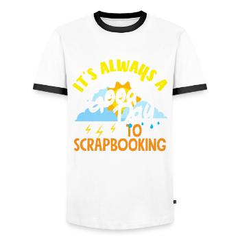 Erinnerungsbuch Scrapbook Sammelalbum Einklebebuch - T-shirt contrasté Homme - blanc/noir - Devant - AI Model Female 172 light (172cm) & AI Model Male 178 dark (178cm)
