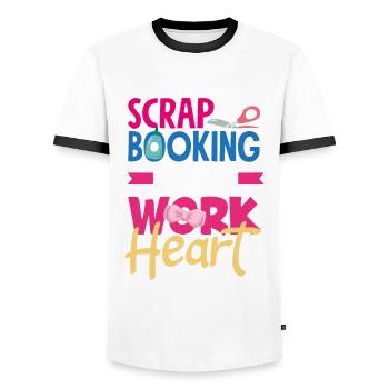 Livre de mémoire, Scrapbook, Scrapbook, Scrapbook, Scrapbook - T-shirt contrasté Homme - blanc/noir - Devant - AI Model Female 172 light (172cm) & AI Model Male 178 dark (178cm)