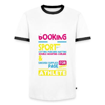 Erinnerungsbuch Scrapbook Sammelalbum Einklebebuch - Männer Kontrast-T-Shirt - Weiß/Schwarz - Vorne - AI Model Female 172 light (172cm) & AI Model Male 178 dark (178cm)