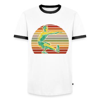 Calisthenics Training Fitness Workout - Men's Ringer Shirt - white/black - Front - AI Model Female 172 light (172cm) & AI Model Male 178 dark (178cm)