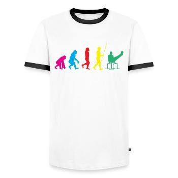 Calisthenics Training Fitness Workout - Men's Ringer Shirt - white/black - Front - AI Model Female 172 light (172cm) & AI Model Male 178 dark (178cm)