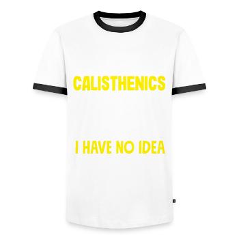 Calisthenics Training Fitness Workout - Men's Ringer Shirt - white/black - Front - AI Model Female 172 light (172cm) & AI Model Male 178 dark (178cm)