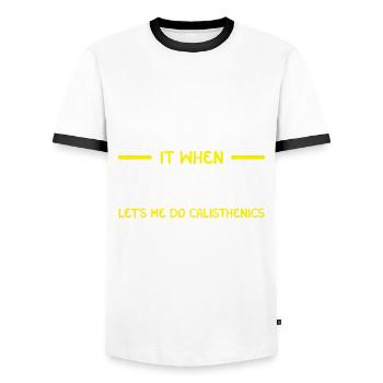 Calisthenics Training Fitness Workout - Men's Ringer Shirt - white/black - Front - AI Model Female 172 light (172cm) & AI Model Male 178 dark (178cm)