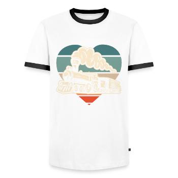 Lustiges Zug Liebhaber Züge Lokomotive Geschenk - Männer Kontrast-T-Shirt - Weiß/Schwarz - Vorne - AI Model Female 172 light (172cm) & AI Model Male 178 dark (178cm)