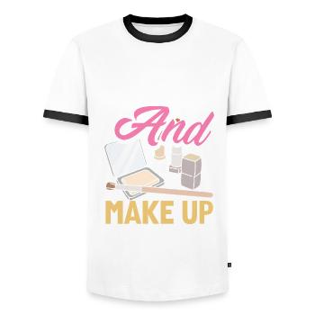 Skin Care Beautician Cosmetics - Men's Ringer Shirt - white/black - Front - AI Model Female 172 light (172cm) & AI Model Male 178 dark (178cm)