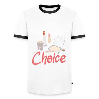 Skin Care Beautician Cosmetics - Men's Ringer Shirt - white/black - Front - AI Model Female 172 light (172cm) & AI Model Male 178 dark (178cm)