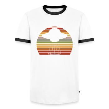 Funny Alien Alien Gift - Men's Ringer Shirt - white/black - Front - AI Model Female 172 light (172cm) & AI Model Male 178 dark (178cm)