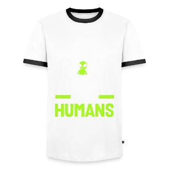 Funny Alien Alien Gift - Men's Ringer Shirt - white/black - Front - AI Model Female 172 light (172cm) & AI Model Male 178 dark (178cm)