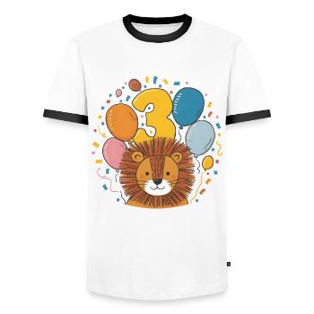 3ème anniversaire Leo Kids Anniversaire - T-shirt contrasté Homme - blanc/noir - Devant - AI Model Female 172 light (172cm) & AI Model Male 178 dark (178cm)