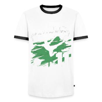 11e anniversaire 11 ans de football Joueur de football - T-shirt contrasté Homme - blanc/noir - Devant - AI Model Female 172 light (172cm) & AI Model Male 178 dark (178cm)
