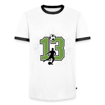 13. Geburtstag 13 Jahre Fußball Fußballspieler - Männer Kontrast-T-Shirt - Weiß/Schwarz - Vorne - AI Model Female 172 light (172cm) & AI Model Male 178 dark (178cm)