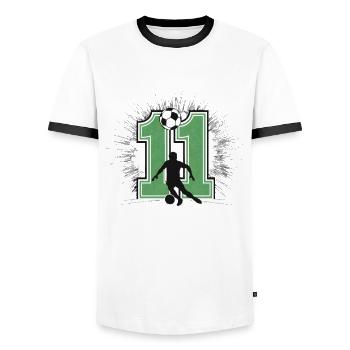 11e anniversaire 11 ans de football Joueur de football - T-shirt contrasté Homme - blanc/noir - Devant - AI Model Female 172 light (172cm) & AI Model Male 178 dark (178cm)