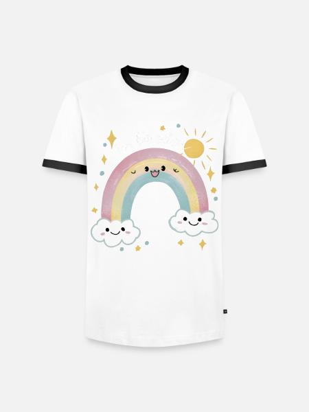 9th Birthday Shirt Rainbow Cloud - Men's Ringer Shirt - white/black