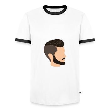 Beard Care Beard Lover Men Beard - Men's Ringer Shirt - white/black - Front - AI Model Female 172 light (172cm) & AI Model Male 178 dark (178cm)