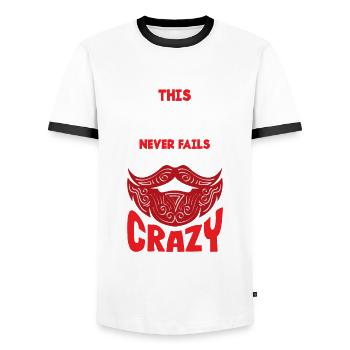 Beard Care Beard Lover Men Beard - Men's Ringer Shirt - white/black - Front - AI Model Female 172 light (172cm) & AI Model Male 178 dark (178cm)