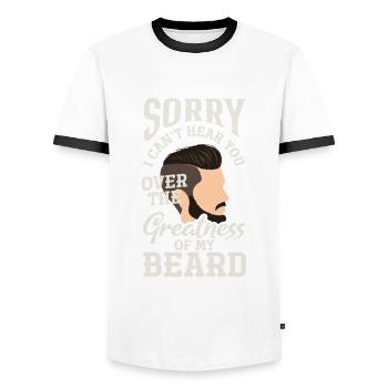 Beard Care Beard Lover Men Beard - Men's Ringer Shirt - white/black - Front - AI Model Female 172 light (172cm) & AI Model Male 178 dark (178cm)