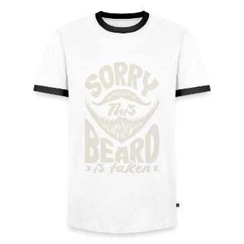 Soins de la barbe Beard Lover Hommes Barbe - T-shirt contrasté Homme - blanc/noir - Devant - AI Model Female 172 light (172cm) & AI Model Male 178 dark (178cm)