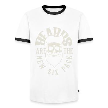 Soins de la barbe Beard Lover Hommes Barbe - T-shirt contrasté Homme - blanc/noir - Devant - AI Model Female 172 light (172cm) & AI Model Male 178 dark (178cm)