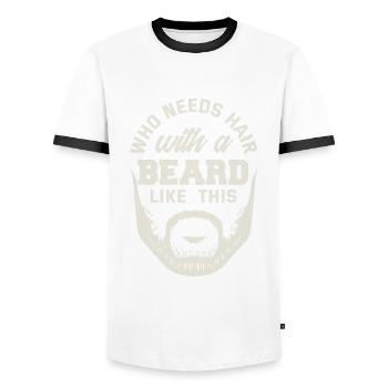 Beard Care Beard Lover Men Beard - Men's Ringer Shirt - white/black - Front - AI Model Female 172 light (172cm) & AI Model Male 178 dark (178cm)