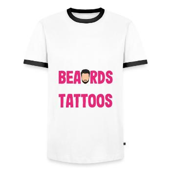 Soins de la barbe Beard Lover Hommes Barbe - T-shirt contrasté Homme - blanc/noir - Devant - AI Model Female 172 light (172cm) & AI Model Male 178 dark (178cm)