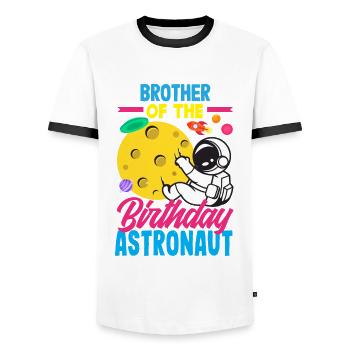 Anniversaire des enfants Membres de la famille des astronautes - T-shirt contrasté Homme - blanc/noir - Devant - AI Model Female 172 light (172cm) & AI Model Male 178 dark (178cm)