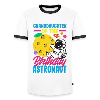 Anniversaire des enfants Membres de la famille des astronautes - T-shirt contrasté Homme - blanc/noir - Devant - AI Model Female 172 light (172cm) & AI Model Male 178 dark (178cm)