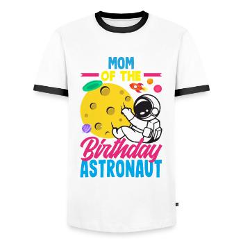 Anniversaire des enfants Membres de la famille des astronautes - T-shirt contrasté Homme - blanc/noir - Devant - AI Model Female 172 light (172cm) & AI Model Male 178 dark (178cm)