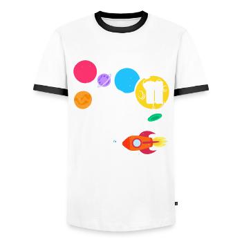 11e anniversaire Anniversaire des astronautes des garçons - T-shirt contrasté Homme - blanc/noir - Devant - AI Model Female 172 light (172cm) & AI Model Male 178 dark (178cm)