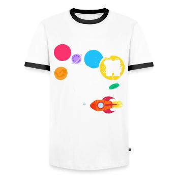 14e anniversaire Anniversaire des astronautes des garçons - T-shirt contrasté Homme - blanc/noir - Devant - AI Model Female 172 light (172cm) & AI Model Male 178 dark (178cm)