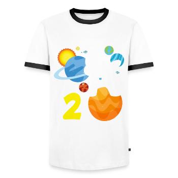 2. Geburtstag Jungen 2 Jahre Astronaut Geburtstag - Männer Kontrast-T-Shirt - Weiß/Schwarz - Vorne - AI Model Female 172 light (172cm) & AI Model Male 178 dark (178cm)