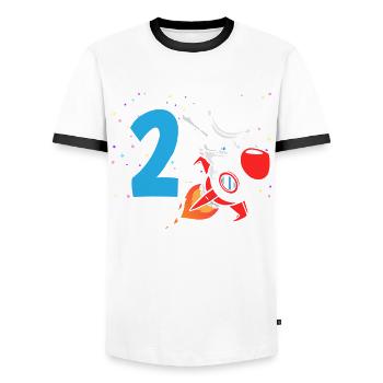 2. Geburtstag Jungen 2 Jahre Astronaut Geburtstag - Männer Kontrast-T-Shirt - Weiß/Schwarz - Vorne - AI Model Female 172 light (172cm) & AI Model Male 178 dark (178cm)
