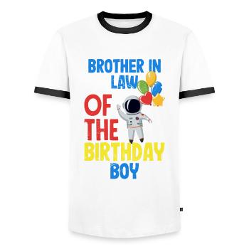 Anniversaire des enfants Membres de la famille des astronautes - T-shirt contrasté Homme - blanc/noir - Devant - AI Model Female 172 light (172cm) & AI Model Male 178 dark (178cm)