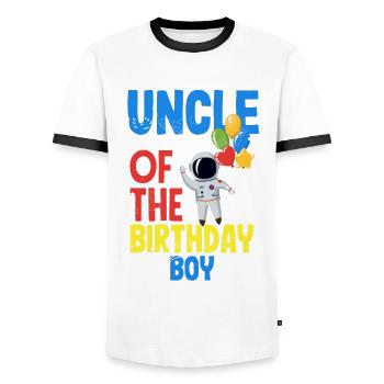 Anniversaire des enfants Membres de la famille des astronautes - T-shirt contrasté Homme - blanc/noir - Devant - AI Model Female 172 light (172cm) & AI Model Male 178 dark (178cm)
