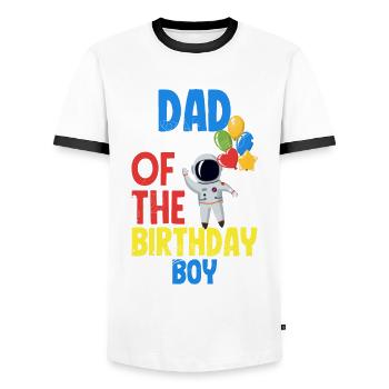 Anniversaire des enfants Membres de la famille des astronautes - T-shirt contrasté Homme - blanc/noir - Devant - AI Model Female 172 light (172cm) & AI Model Male 178 dark (178cm)