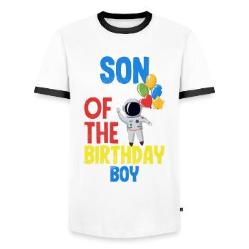 Anniversaire des enfants Membres de la famille des astronautes - T-shirt contrasté Homme - blanc/noir - Devant - AI Model Female 172 light (172cm) & AI Model Male 178 dark (178cm)