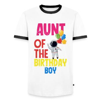 Anniversaire des enfants Membres de la famille des astronautes - T-shirt contrasté Homme - blanc/noir - Devant - AI Model Female 172 light (172cm) & AI Model Male 178 dark (178cm)