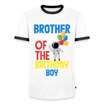Anniversaire des enfants Membres de la famille des astronautes - T-shirt contrasté Homme - blanc/noir - Devant - AI Model Female 172 light (172cm) & AI Model Male 178 dark (178cm)