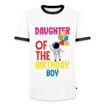 Anniversaire des enfants Membres de la famille des astronautes - T-shirt contrasté Homme - blanc/noir - Devant - AI Model Female 172 light (172cm) & AI Model Male 178 dark (178cm)