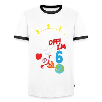 6th Birthday Boys 6 Years Astronaut Birthday - Men's Ringer Shirt - white/black - Front - AI Model Female 172 light (172cm) & AI Model Male 178 dark (178cm)