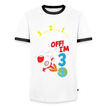 3rd Birthday Boys 3 Years Astronaut Birthday - Men's Ringer Shirt - white/black - Front - AI Model Female 172 light (172cm) & AI Model Male 178 dark (178cm)